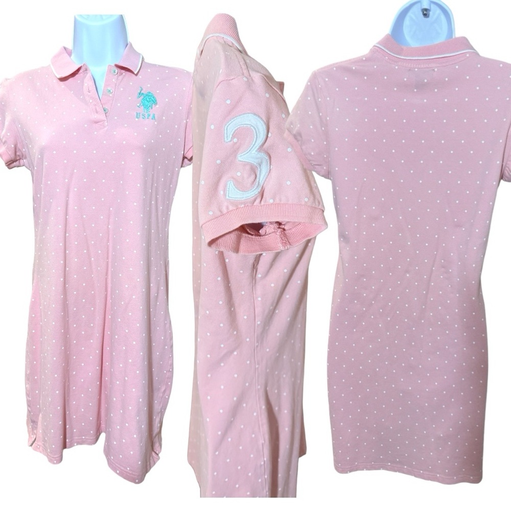 US POLO ASSN. Light pink dotted shirtdress